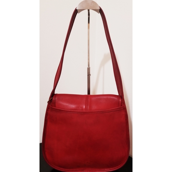 Coach RARE VTG 9034 Red Leather Ergo Flap Bag 💋 - Picture 3 of 13
